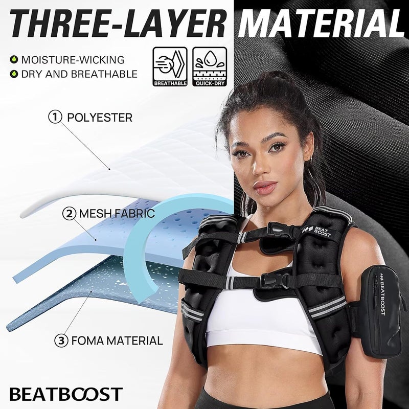BeatBoost Weighted Vest Woman 5 12 15 20 25 30 lb Weight Vest with Ironsand for Walking Strength Training Running Workout - Image 5